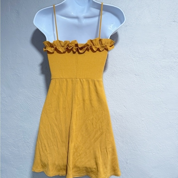 Reformation Bri Mini Sundress Size Small Golden Yellow ribbed knit stretchy - Picture 4 of 5